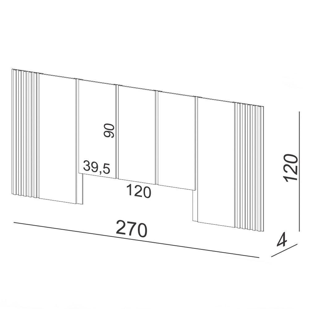 Cabeceira De Madeira Para Cama Box Casal 270cm 100% Mdf Tw184 Off White/freijó - Dalla Costa - 4