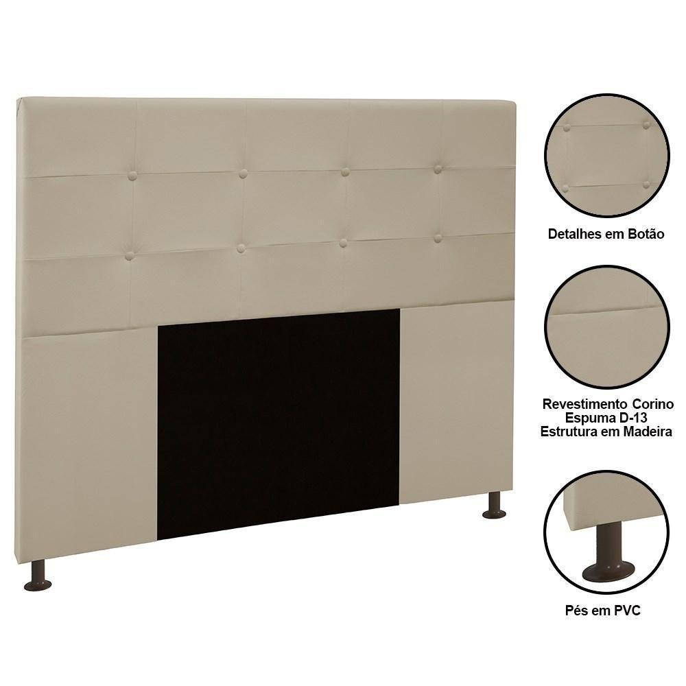 Cabeceira Cama Box Casal 140cm Safira Sintético I02 Bege - Mpozenato - 3