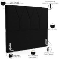 Cabeceira Cama Box Casal 140cm Aura Suede W01 Preto - Mpozenato - 7