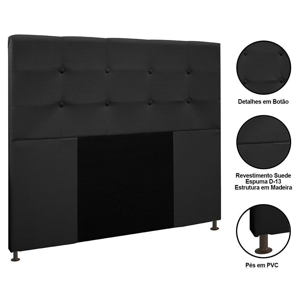 Cabeceira Cama Box Casal 140cm Safira Suede I02 Preto - Mpozenato - 3
