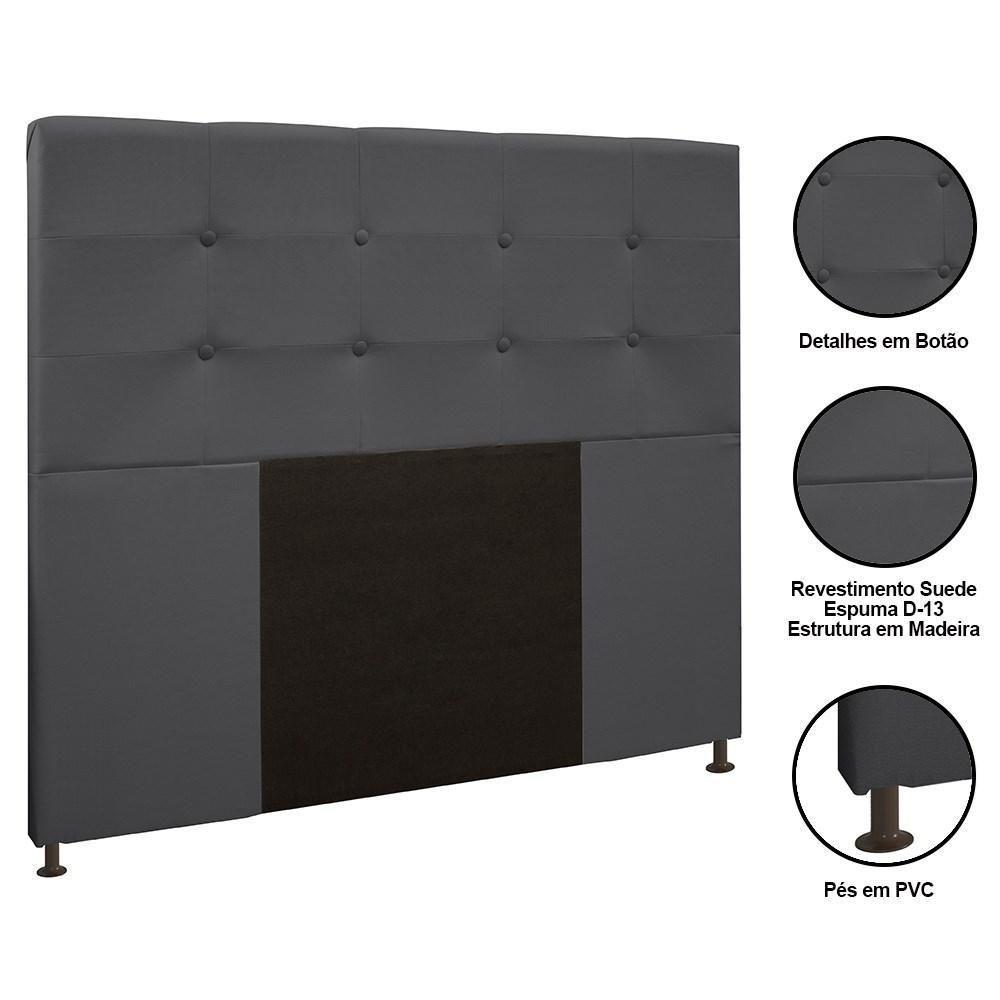 Cabeceira Cama Box Casal Queen 160cm Safira Suede I02 Cinza - Mpozenato - 3