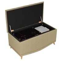 Cabeceira Cama Box Solteiro 90cm Com Calçadeira Baú Imperial J02 Linho Areia - Mpozenato - 2