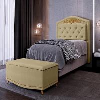 Cabeceira Cama Box Solteiro 90cm Com Calçadeira Baú Imperial J02 Linho Areia - Mpozenato - 5
