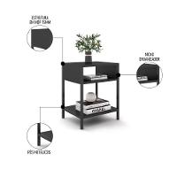 Cabeceira Casal King 195cm Cristal Boucle Telha E 2 Mesas Laterais Plaza Lc1 Preto - Mpozenato - 6