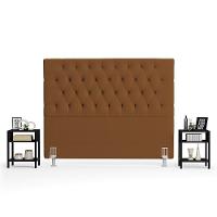 Cabeceira Casal King 195cm Cristal Boucle Telha E 2 Mesas Laterais Plaza Lc1 Preto - Mpozenato - 10