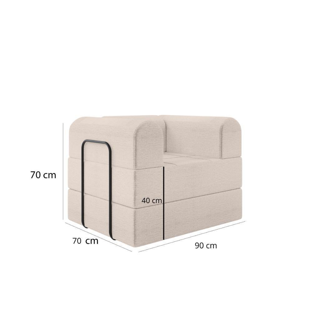 Poltrona Solteiro D-plus 90 Cm Monaco - Linho Bege Linho Bege - 2