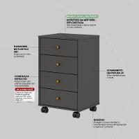 Mesa De Cabeceira 4 Gavetas Presence - Amêndola Grafito - 5