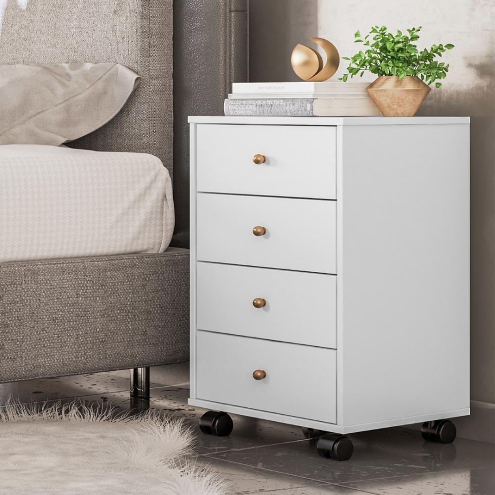 Mesa De Cabeceira 4 Gavetas Presence - Branco - 1