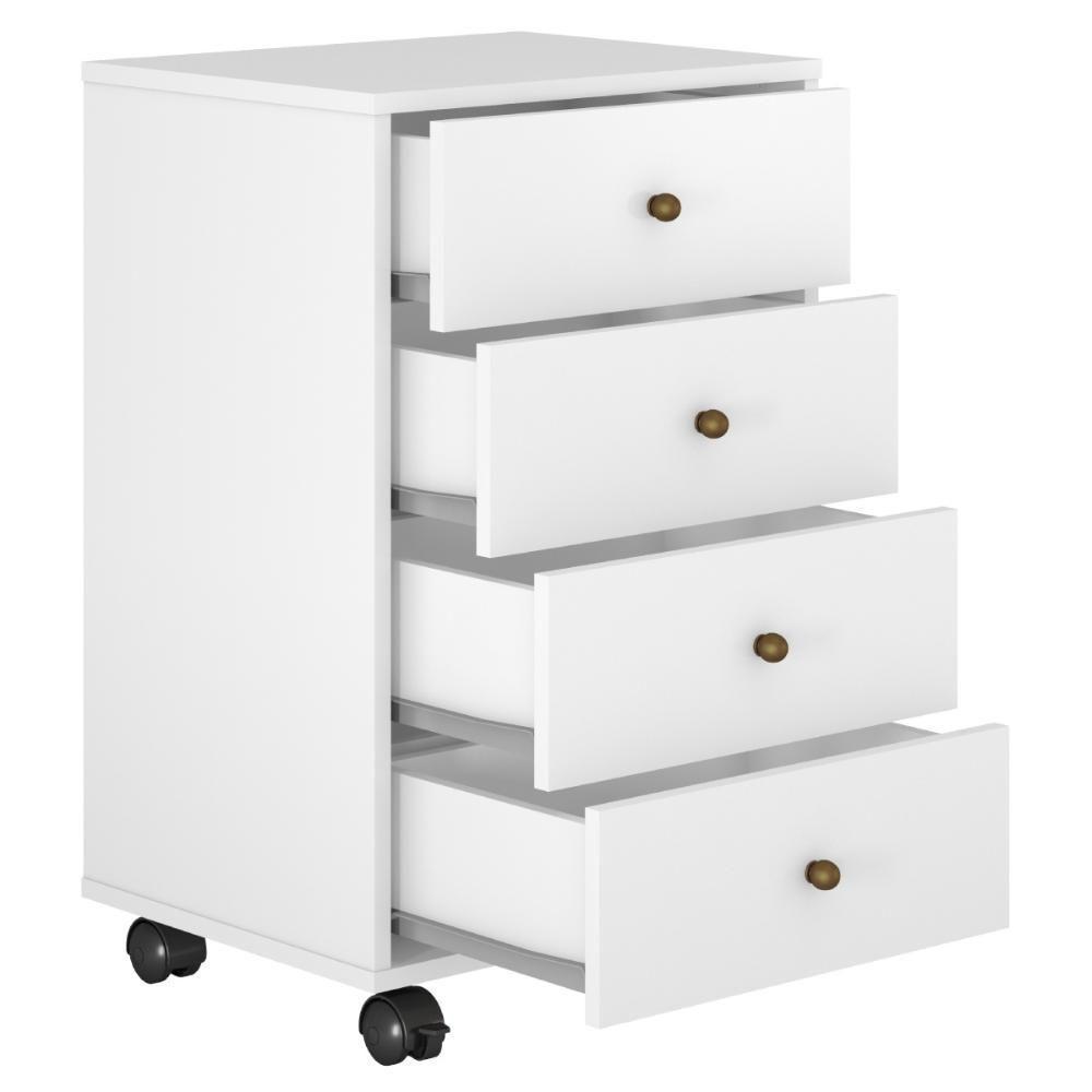 Mesa De Cabeceira 4 Gavetas Presence - Branco - 3