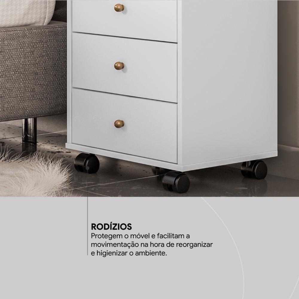 Mesa De Cabeceira 4 Gavetas Presence - Branco - 8