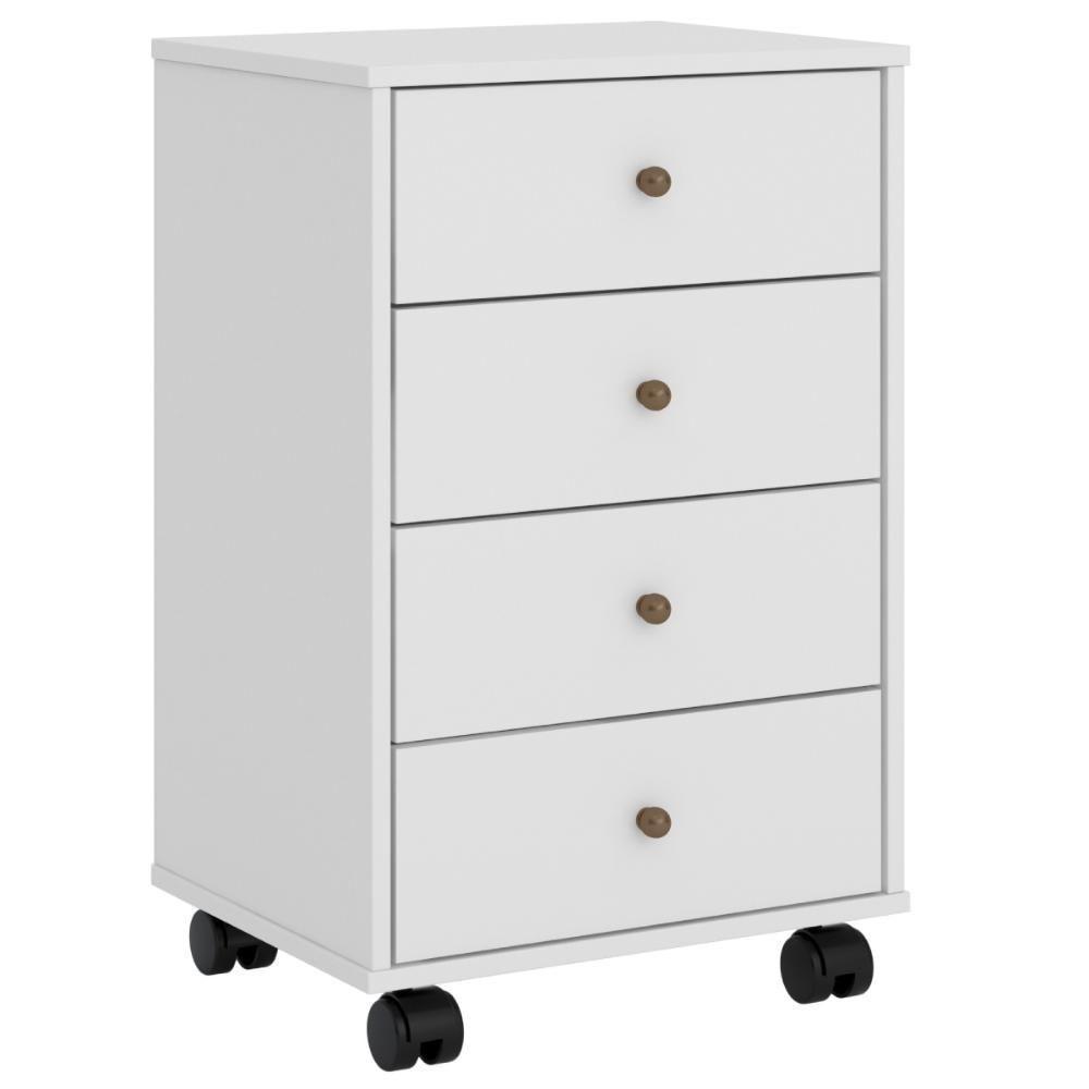 Mesa De Cabeceira 4 Gavetas Presence - Branco - 9