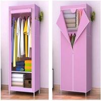 Guarda-roupa Portátil Com Zíper E Cabideiro Organizador Dobrável Com Prateleiras Rosa - 3