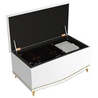 Cabeceira Cama Box Solteiro 90cm Com Calçadeira Baú Imperial J02 Sintético Branco - Mpozenato - 3