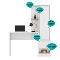 Escrivaninha Com Armario 1 Porta 1 Gaveta 1 Nicho Office Morada - Branco