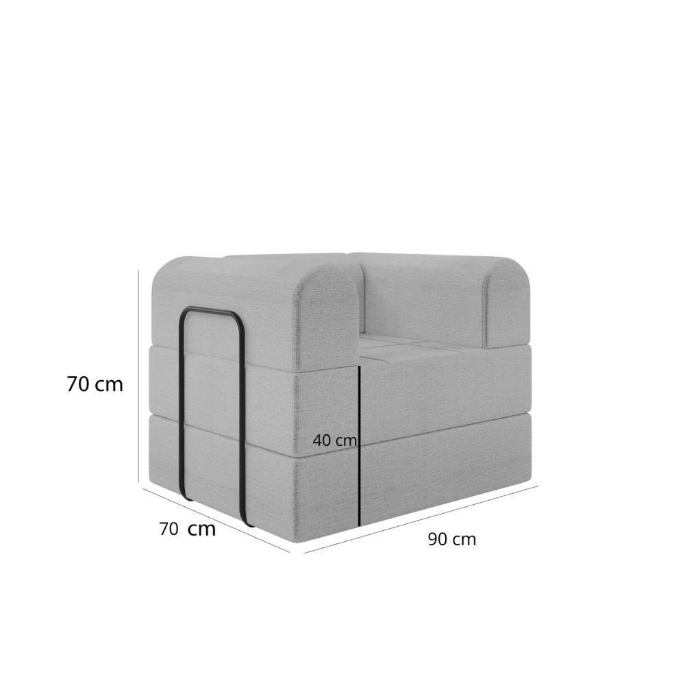 Poltrona Solteiro D-plus 90 Cm Monaco - Linho Cinza Linho Cinza - 2