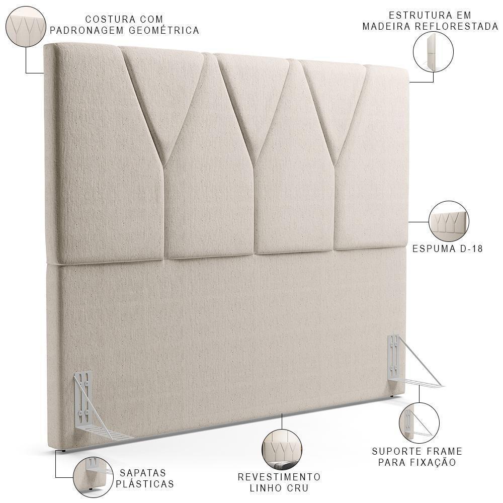 Cabeceira Cama Box Casal Queen 160cm Aura Linho W01 Cru - Mpozenato - 7