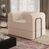 Poltrona Solteiro D-plus 90 Cm Monaco - Boucle Bege Boucle Bege - 1