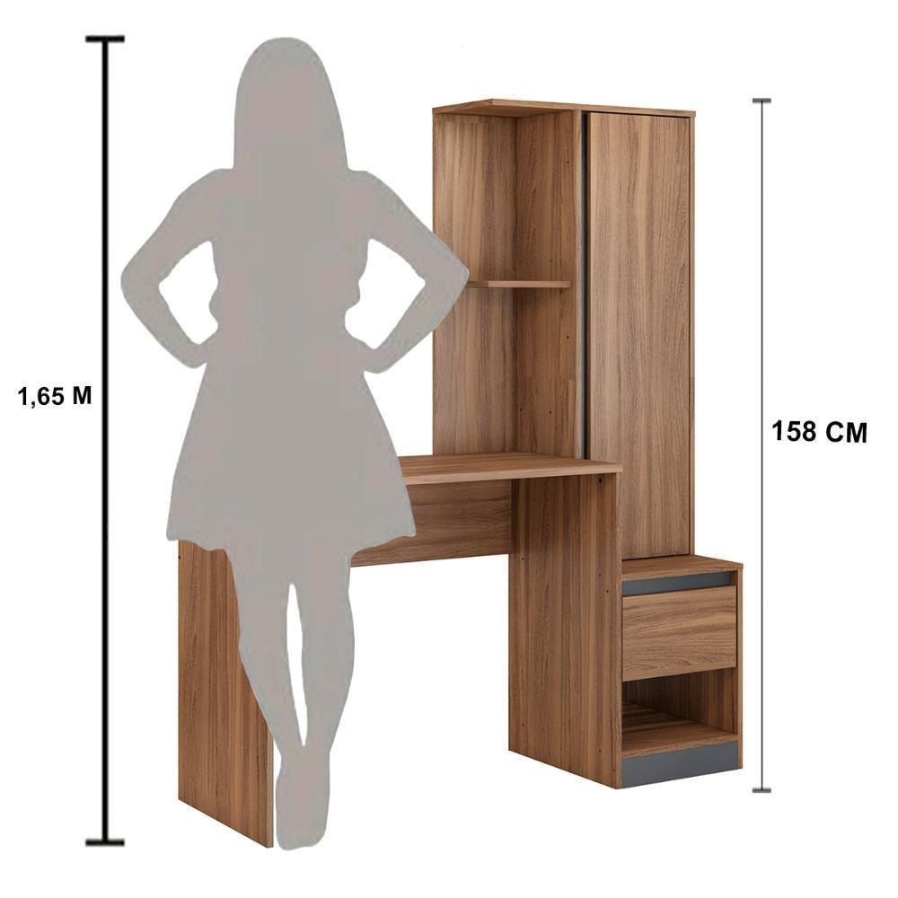 Escrivaninha Com Armario 1 Porta 1 Gaveta 1 Nicho Office Morada - Amendola Grafito - 3