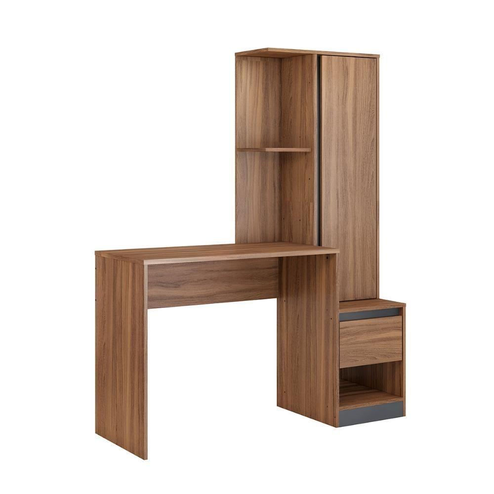 Escrivaninha Com Armario 1 Porta 1 Gaveta 1 Nicho Office Morada - Amendola Grafito - 9