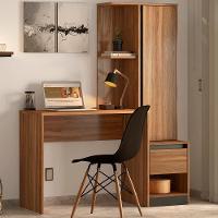 Escrivaninha Com Armario 1 Porta 1 Gaveta 1 Nicho Office Morada - Amendola Grafito - 1