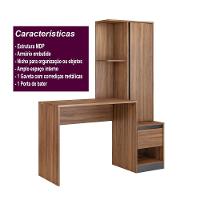 Escrivaninha Com Armario 1 Porta 1 Gaveta 1 Nicho Office Morada - Amendola Grafito - 5
