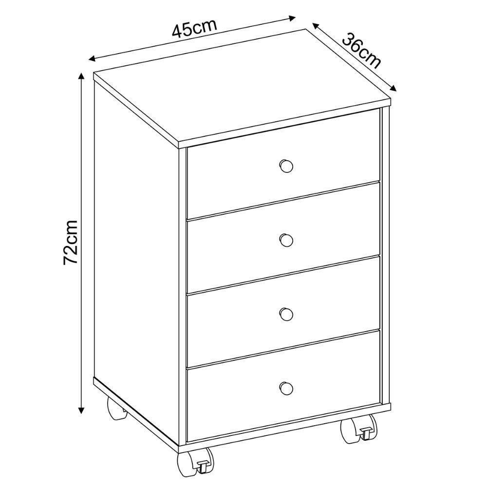 Gaveteiro 4 Gavetas Com Rodizios Office Presence - Amendola Grafito - 6