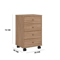 Gaveteiro 4 Gavetas Com Rodizios Office Presence - Amendola Grafito - 2