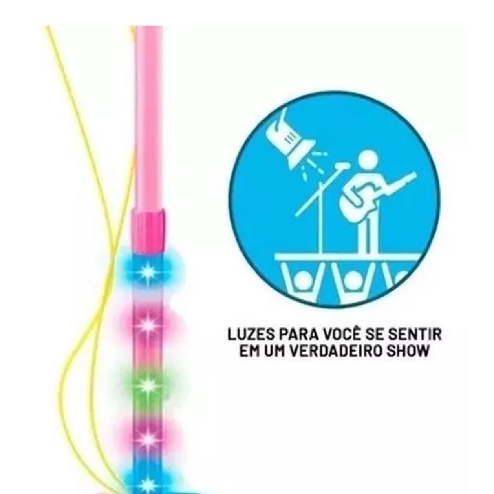 Microfone Infantil Karaokê Com Pedestal Ajustável Luz Som - 4
