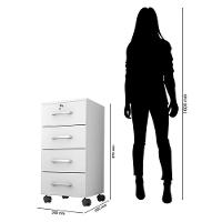 Kit 4 Gaveteiros Para Escritório Gávea Com Chave E 4 Livreiros Office Portas Pequenas Branco Fosco - Móveis Leão