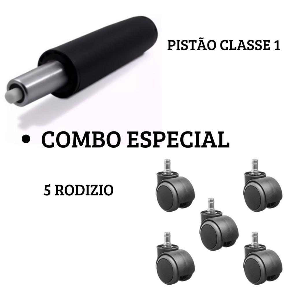 Kit Pistão Classe 1 + 5 Rodízios Para Cadeira Giratória - Solução Completa - 2
