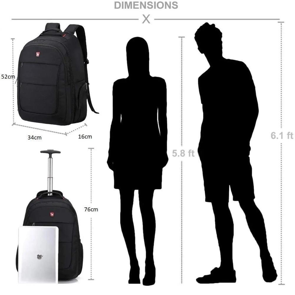 Mochila Escolar Executiva Com Rodinhas Para Laptop Notebook - 7