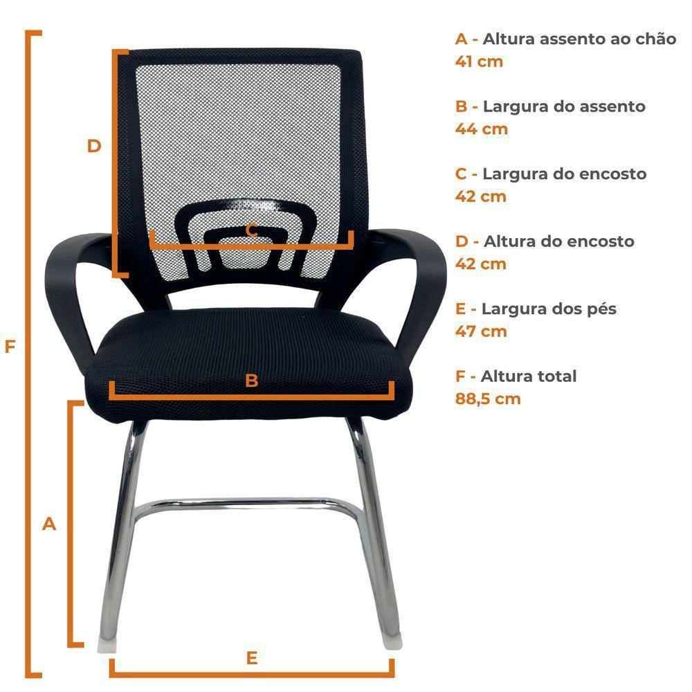 Cadeira De Escritório Begonia Oficial Tela Mesh Fixa Preto - 8