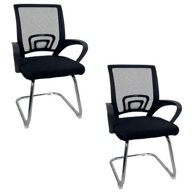 Kit 2 Cadeiras De Escritório Begonia Oficial Tela Mesh Fixa Preto