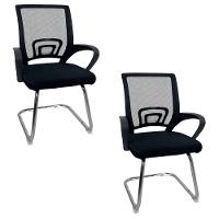Kit 2 Cadeiras De Escritório Begonia Oficial Tela Mesh Fixa Preto - 1