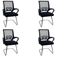 Kit 4 Cadeiras De Escritório Begonia Oficial Tela Mesh Fixa Preto - 1