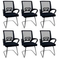 Kit 6 Cadeiras De Escritório Begonia Oficial Tela Mesh Fixa Preto - 1