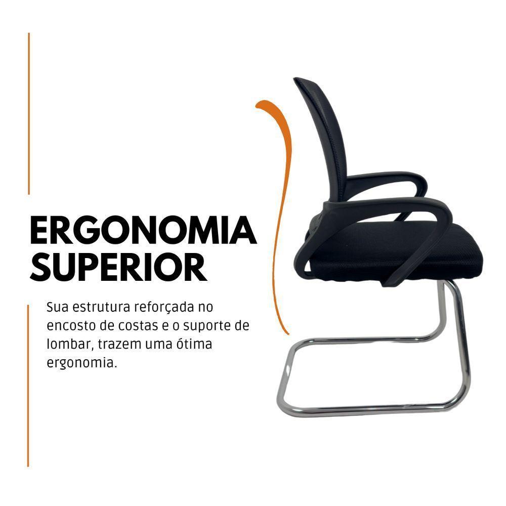 Kit 8 Cadeiras De Escritório Begonia Oficial Tela Mesh Fixa Preto - 2
