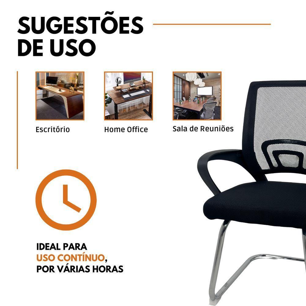 Kit 10 Cadeiras De Escritório Begonia Oficial Tela Mesh Fixa Preto - 4