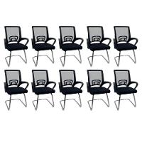 Kit 10 Cadeiras De Escritório Begonia Oficial Tela Mesh Fixa Preto - 1