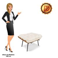 Puff Costela Corino Base Metálica Preto - D'Rossi Cor Bege