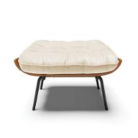 Puff Costela Corino Base Metálica Preto - D'Rossi Cor Bege - 6