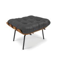 Puff Costela Corino Base Metálica Preto - D'Rossi Cor Preto - 1