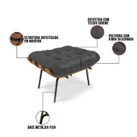 Puff Costela Corino Base Metálica Preto - D'Rossi Cor Preto - 3