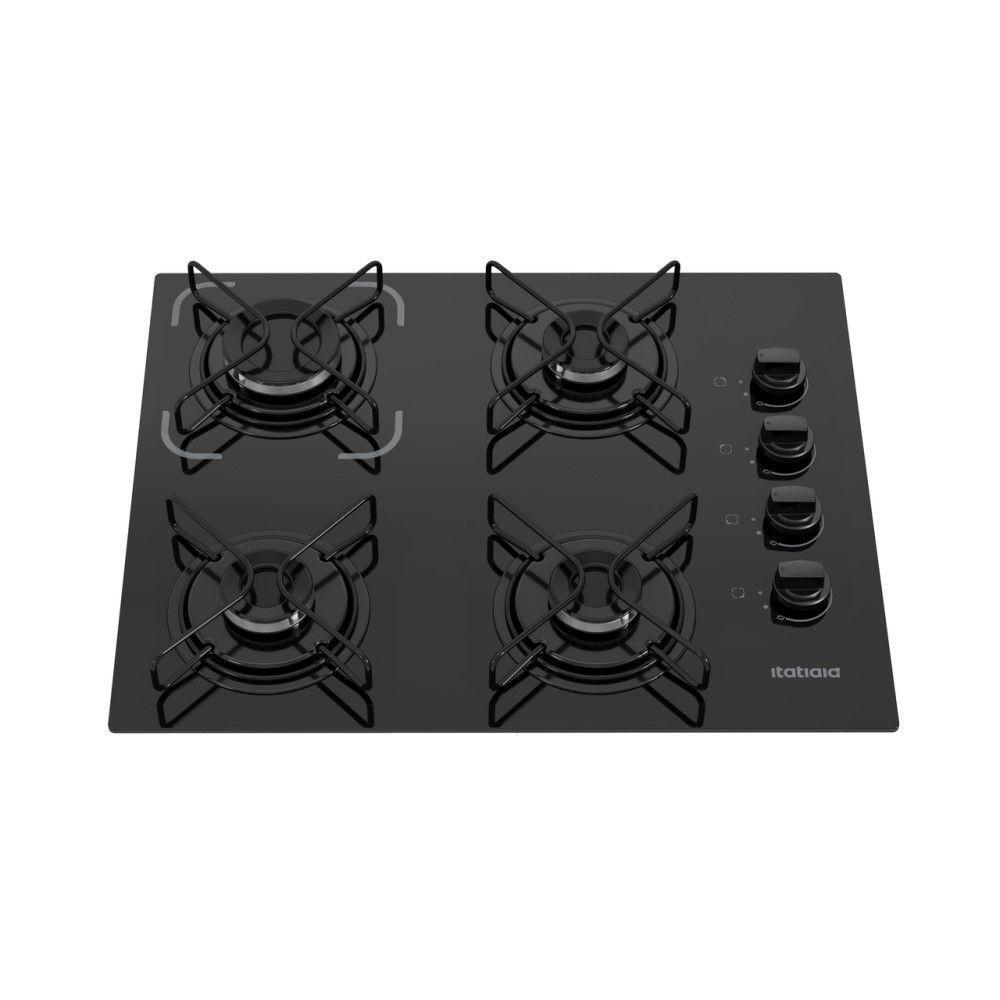 Cooktop 4 Bocas Itatiaia A Gás Em Aço Inox E Mesa Vidro Temperado Essencial Preto - Bivolt - 1