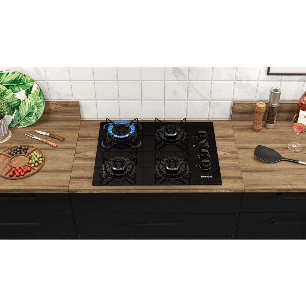 Cooktop 4 Bocas Itatiaia A Gás Em Aço Inox E Mesa Vidro Temperado Essencial Preto - Bivolt - 3