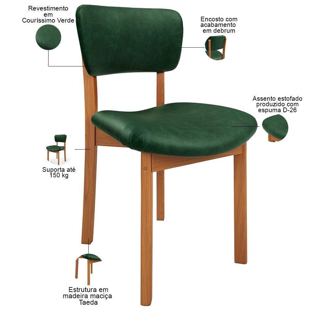 Mesa Para Sala De Jantar Ourense Com 06 Cadeiras Sala De Jantar Dara L02 Couríssimo Verde Musgo - Lyam Decor - 5