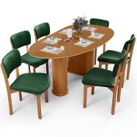 Mesa Para Sala De Jantar Ourense Com 06 Cadeiras Sala De Jantar Dara L02 Couríssimo Verde Musgo - Lyam Decor - 1