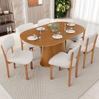 Mesa Para Sala De Jantar Valência Com 06 Cadeiras Sala De Jantar Dara L02 Bouclê Cru - Lyam Decor - 2