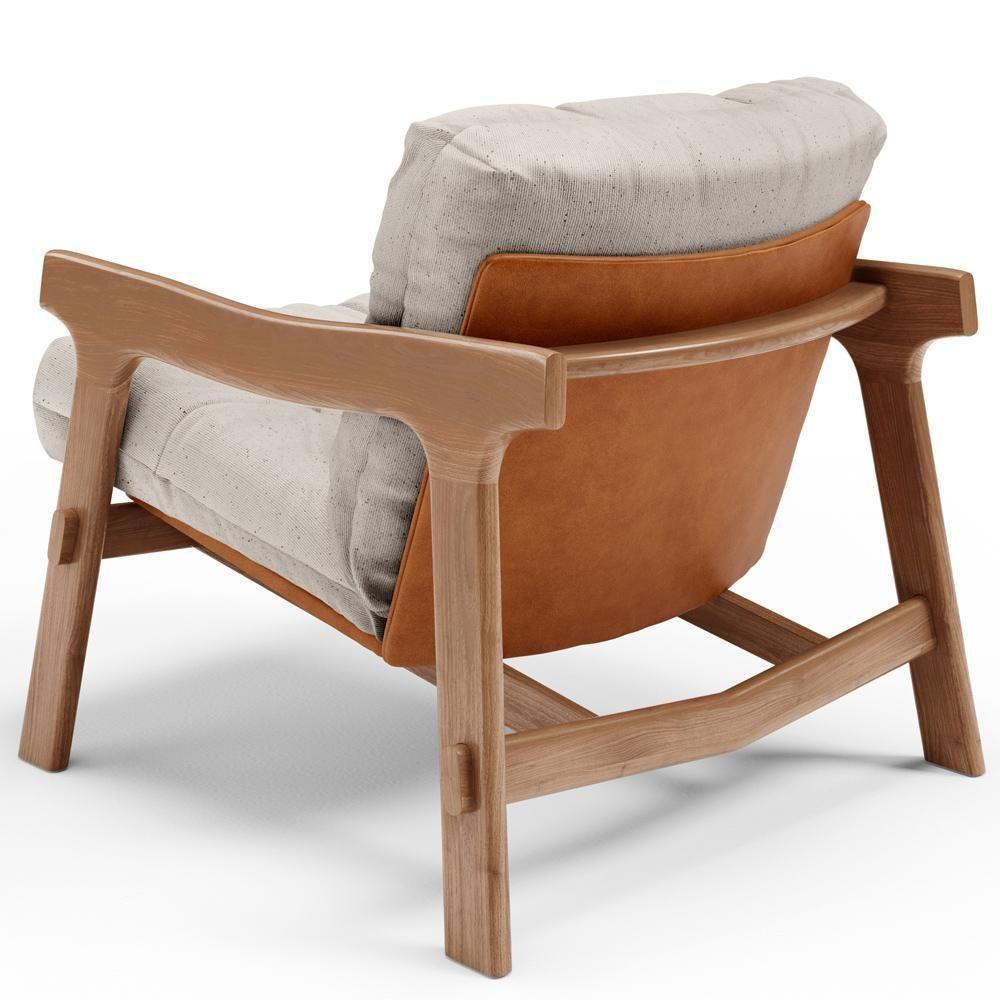 Kit 04 Poltronas Decorativa Fixa Para Sala Living Ikary L02 Canela Linho Cru - Lyam Decor - 9