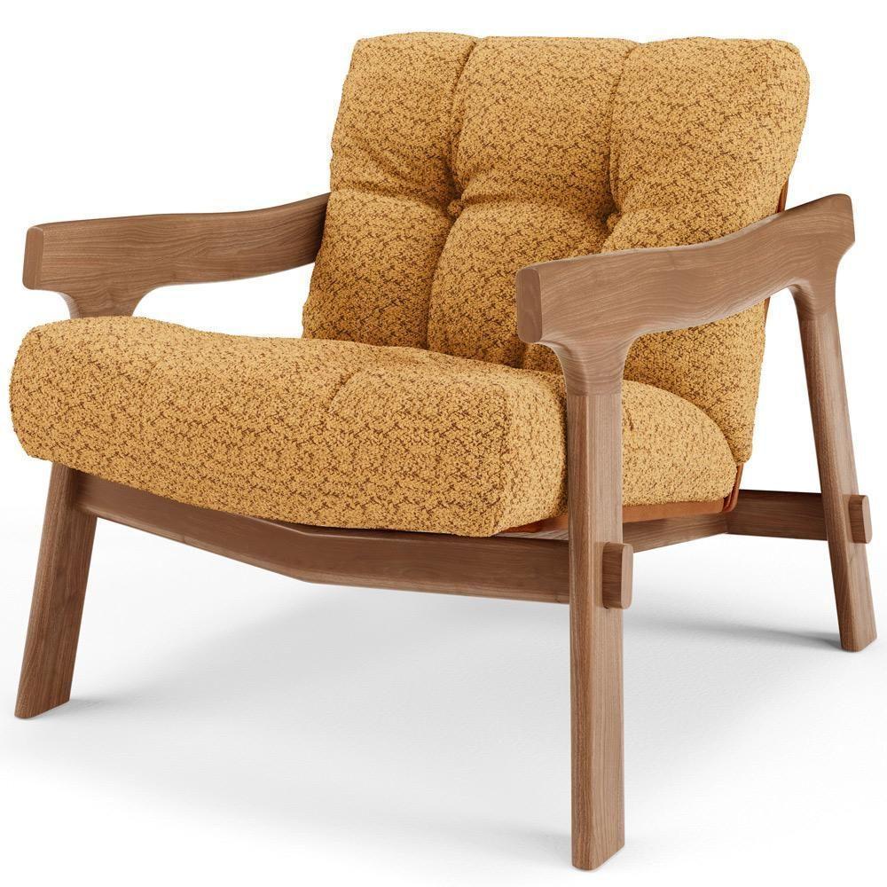 Kit 04 Poltronas Decorativa Fixa Para Sala Living Ikary L02 Canela Prime Bouclê Mostarda - Lyam Decor - 7